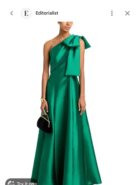 Aqua Dresses & Skirts - Aqua Emerald One-Shoulder Satin Gown with Shoulder Bow